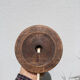 Lampe à poser en bois et abat jour orange vintage style bougeoir