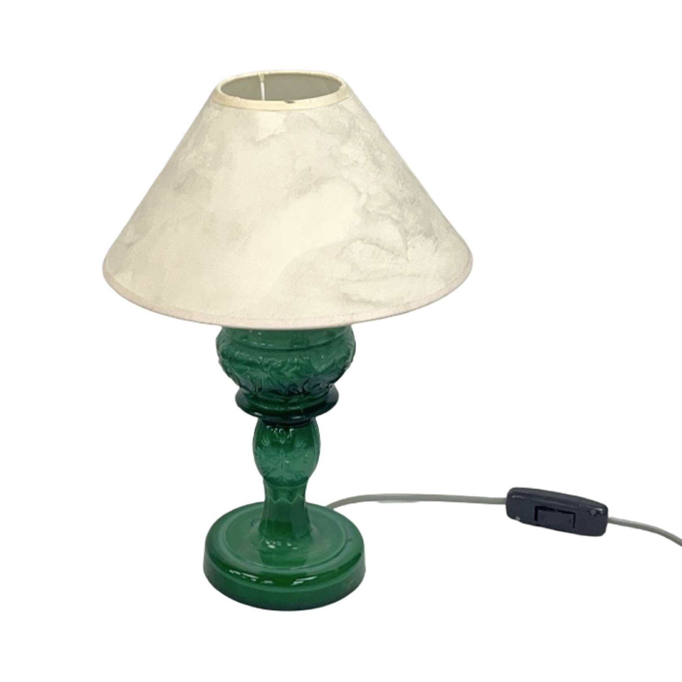 Malachite glass table lamp, Czechoslovakia, 1960s | Vintage MCM