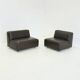 Set of 3 vintage space age modular leather sofas / armchairs in dark brown