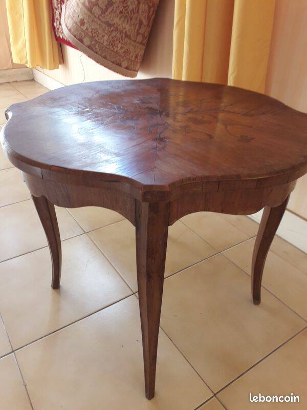 Small round marquetry table