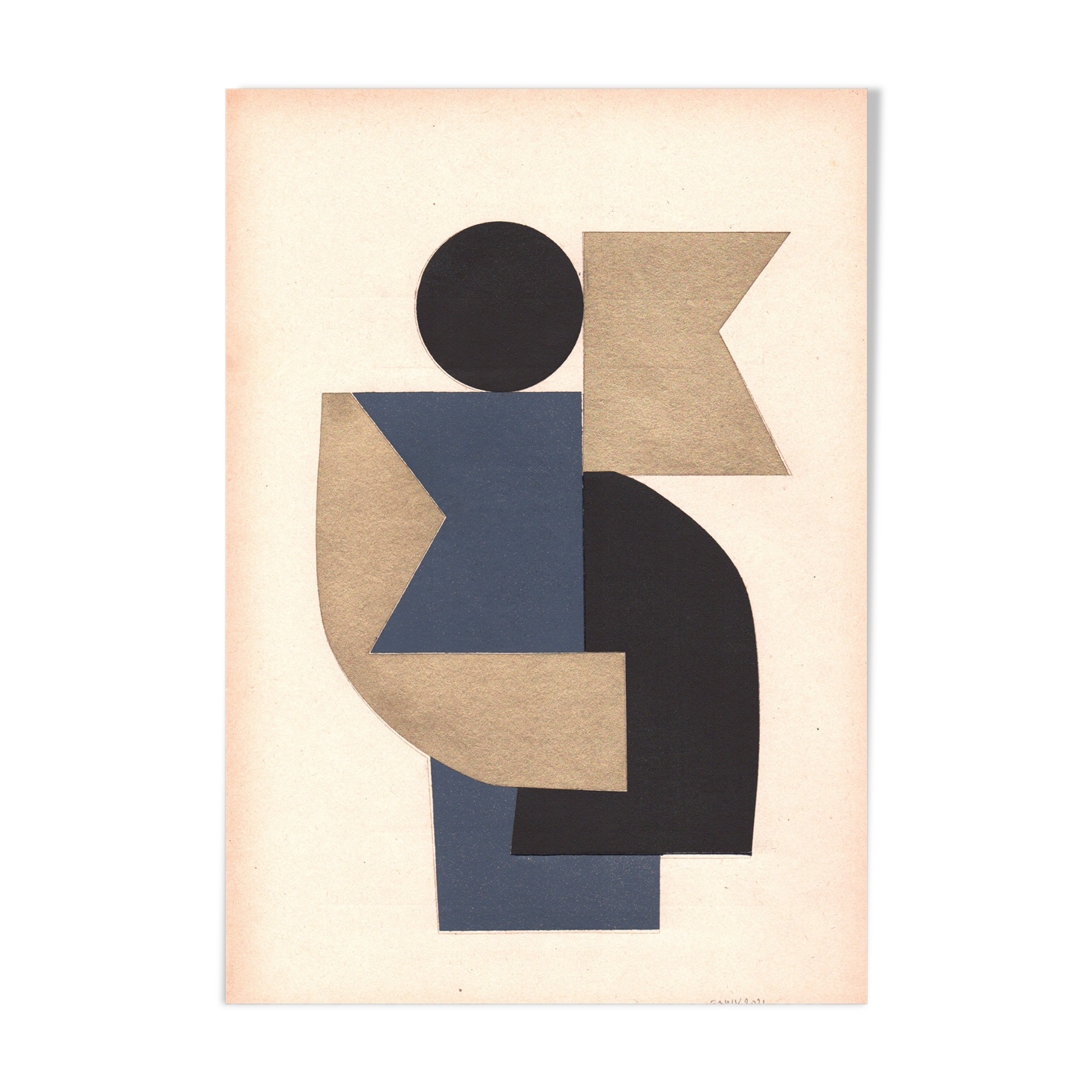 Collage on old paper • c447 • signed Eawy