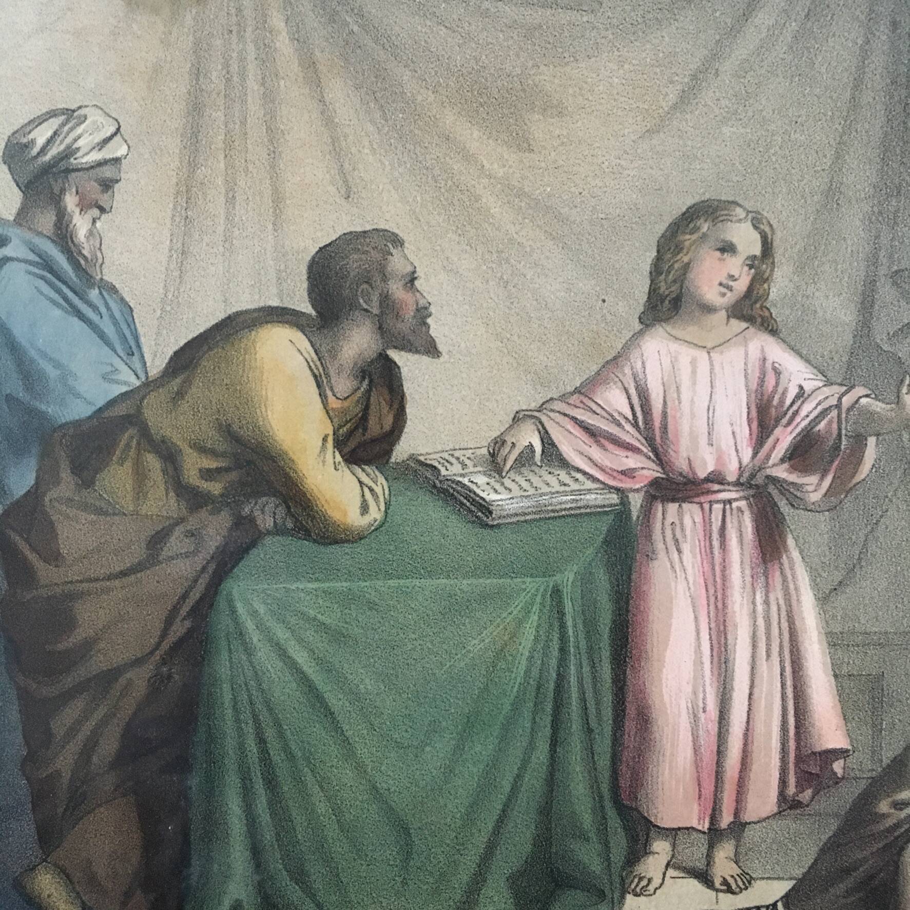 Old illustration Jesus among the doctors