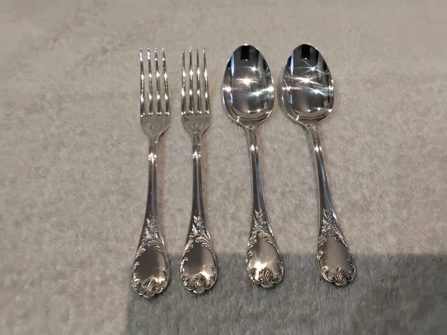 2 spoons 2 forks silver plated dessert Christofle Marly