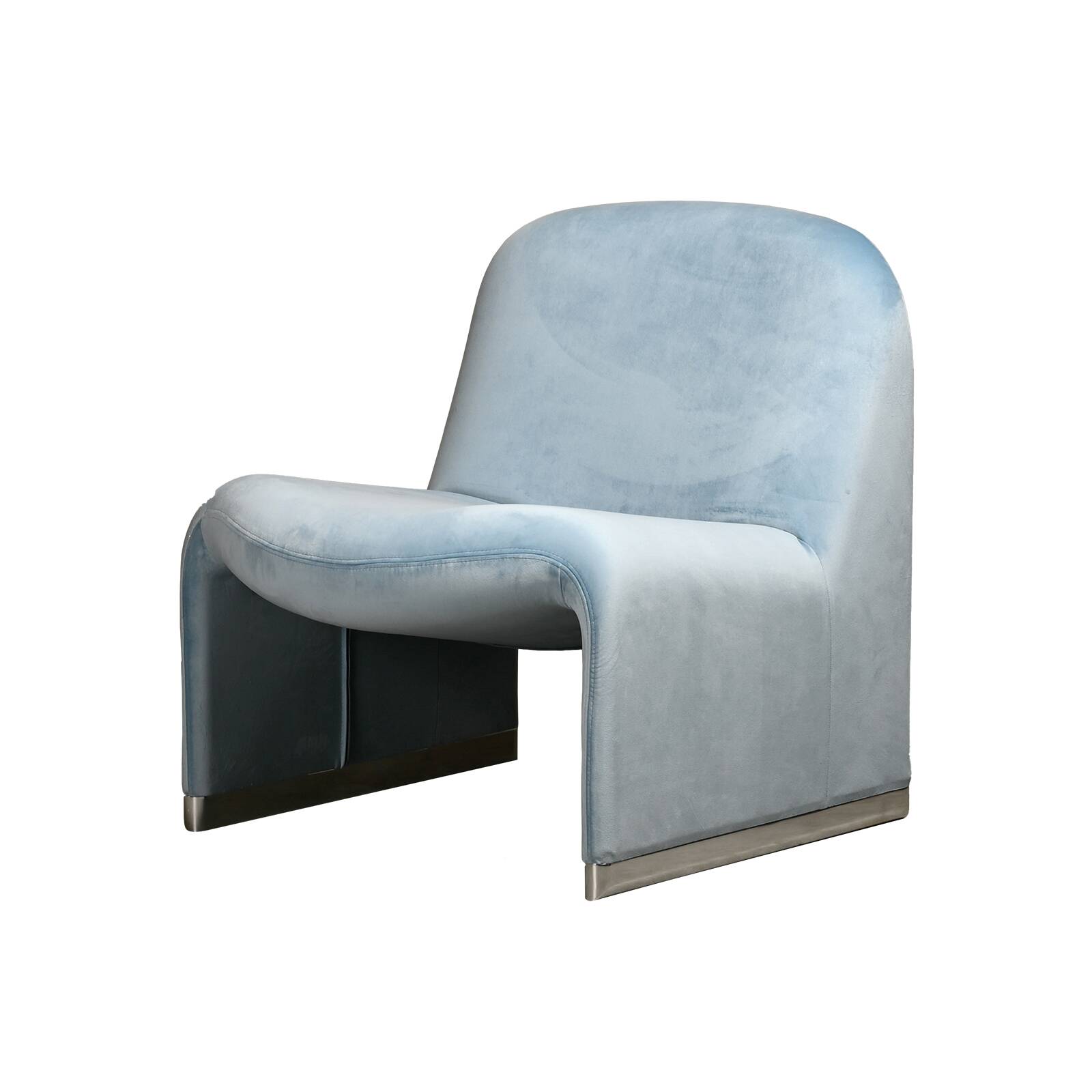 Giancarlo Piretti Alky Lounge Chair Sky Blue Velvet for Anonima Castelli