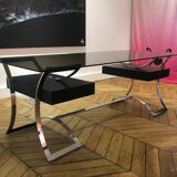 Bureau regency en chrome et cuir de dassas France années 1960
