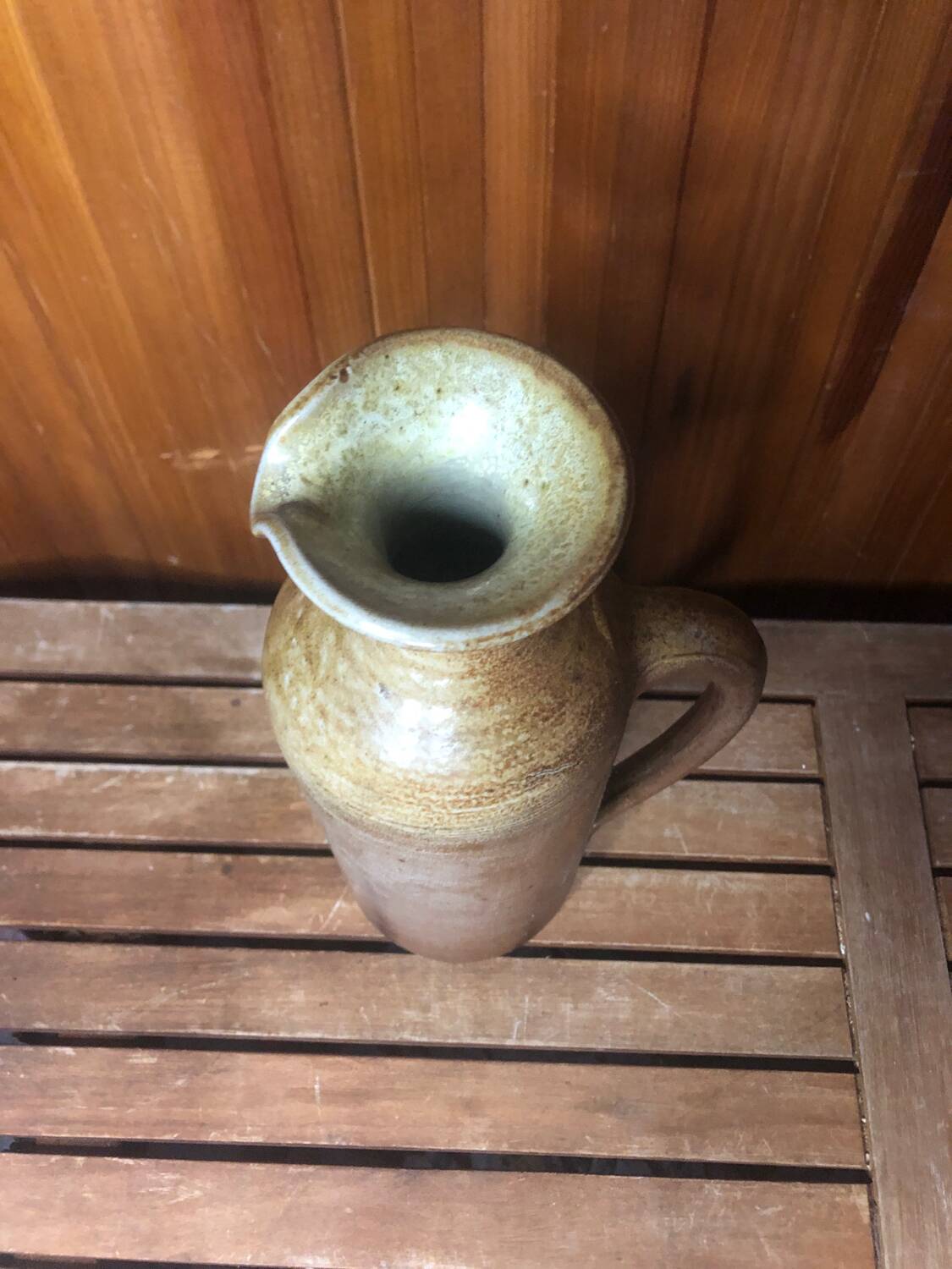 Old vintage brown beige sandstone pitcher
