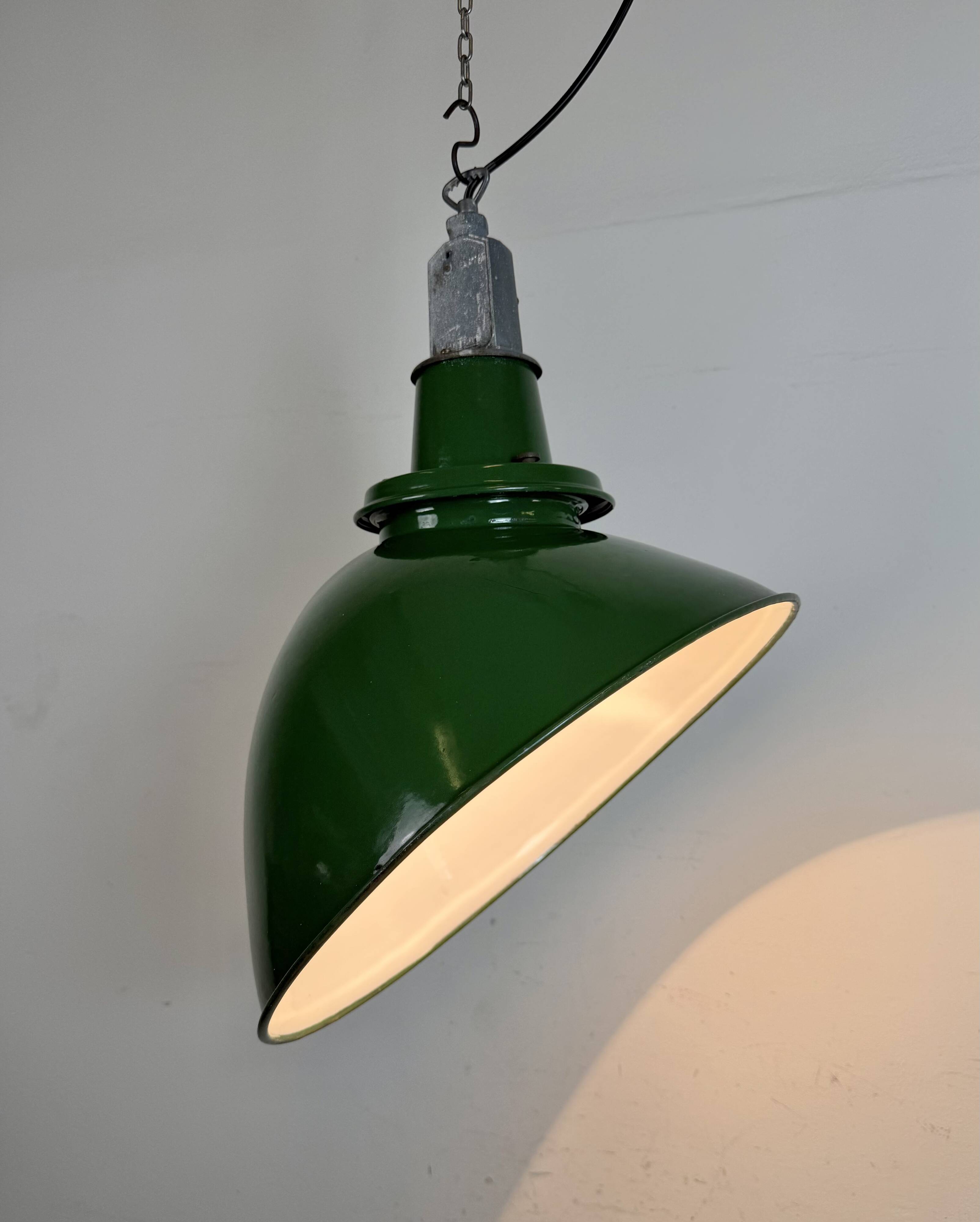 Large Industrial Green Enamel Factory Pendant Lamp from Benjamin, 1960s