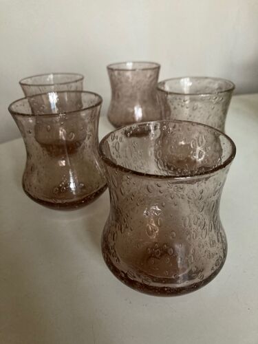 Set de 5 verres gobelets de Biot en verre soufflé 1960