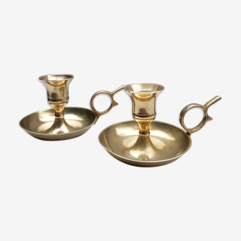 2 candlesticks taper brass