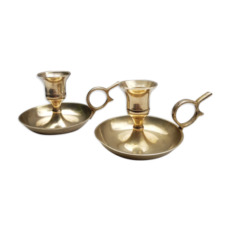 2 candlesticks taper brass