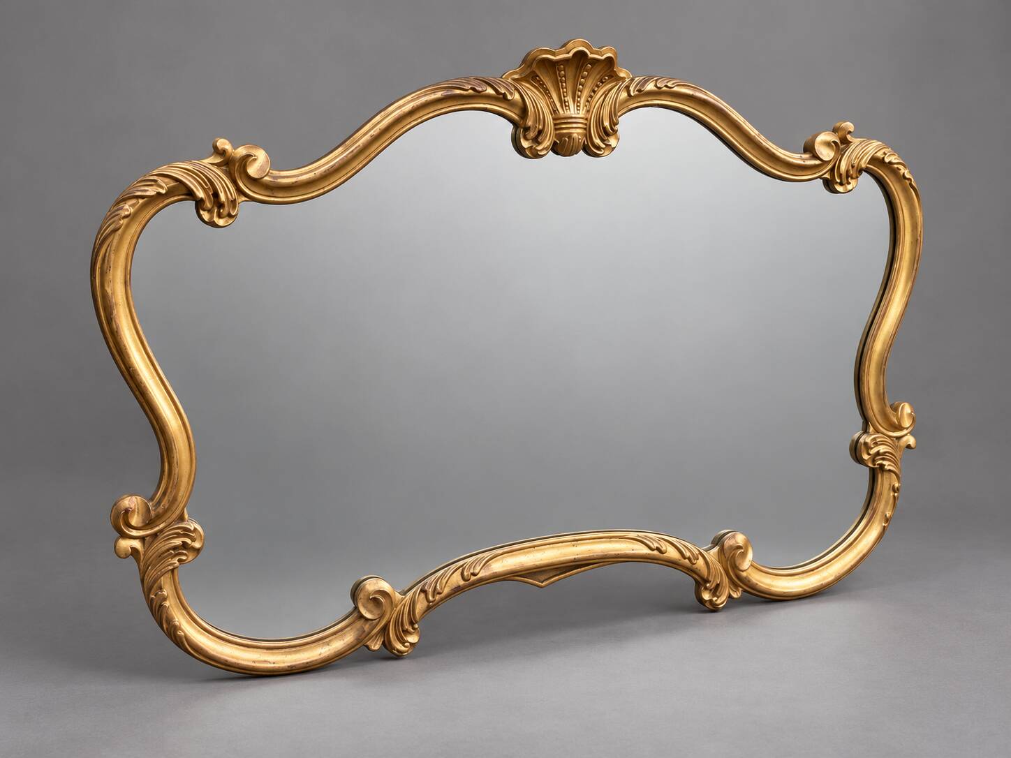 Large antique gilded mirror in Louis XV / rococo style.