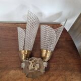 Pair of vintage rockabilly cornet wall lights