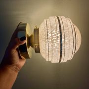 Vintage art deco globe wall or ceiling light in pink and gold Clichy glass