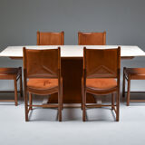 Italian Art Deco Dining Table with Marble Top Japan Inspired - 1940's