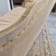 Louis XV style bench sofa in pink fabric and burlap