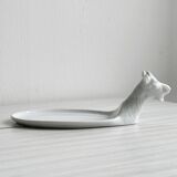 Avignon white porcelain dish in the shape of a goat.
