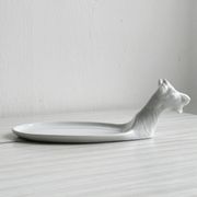 Avignon white porcelain dish in the shape of a goat.