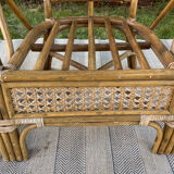 2 vintage armchairs in cannage and bamboo