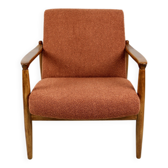Fauteuil GFM-64 en boucle or orange attribué à Edmund Homa, années 1970