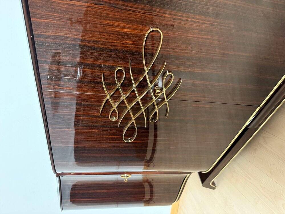 Art Deco Sideboard in Macassar Ebony and Brass, Paris, 1930s