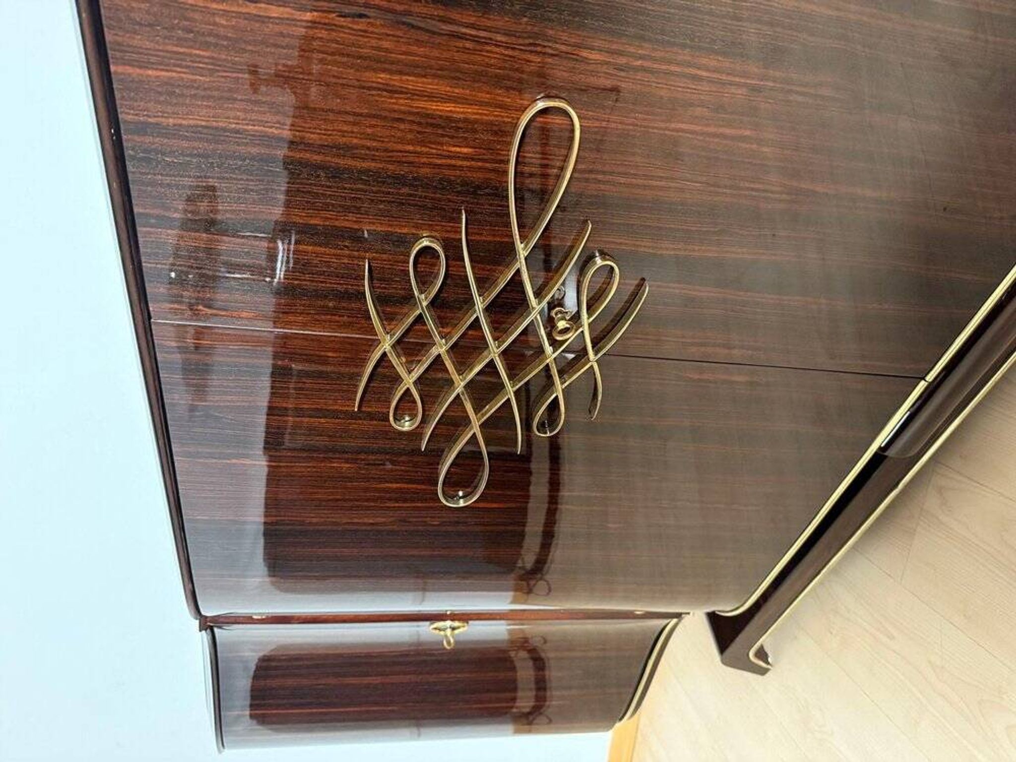 Art Deco Sideboard in Macassar Ebony and Brass, Paris, 1930s