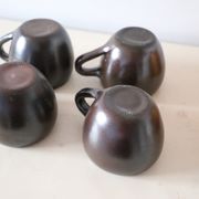 Set of 4 cups of sandstone, handmade pottery, vintage, 1980