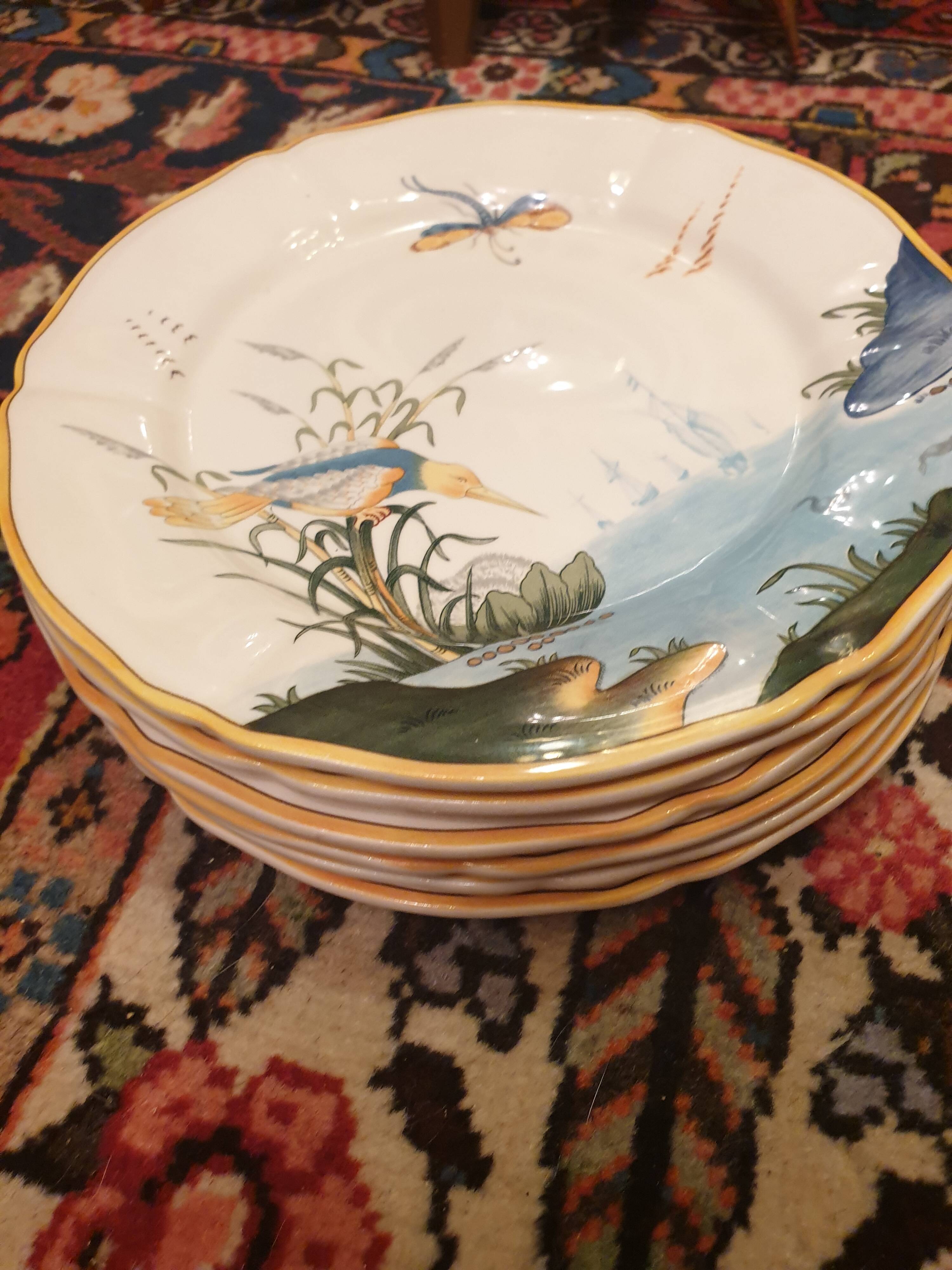 6 Dessert plates Gien France Caribbean