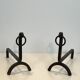 Pair of modernist wrought iron fire dogs