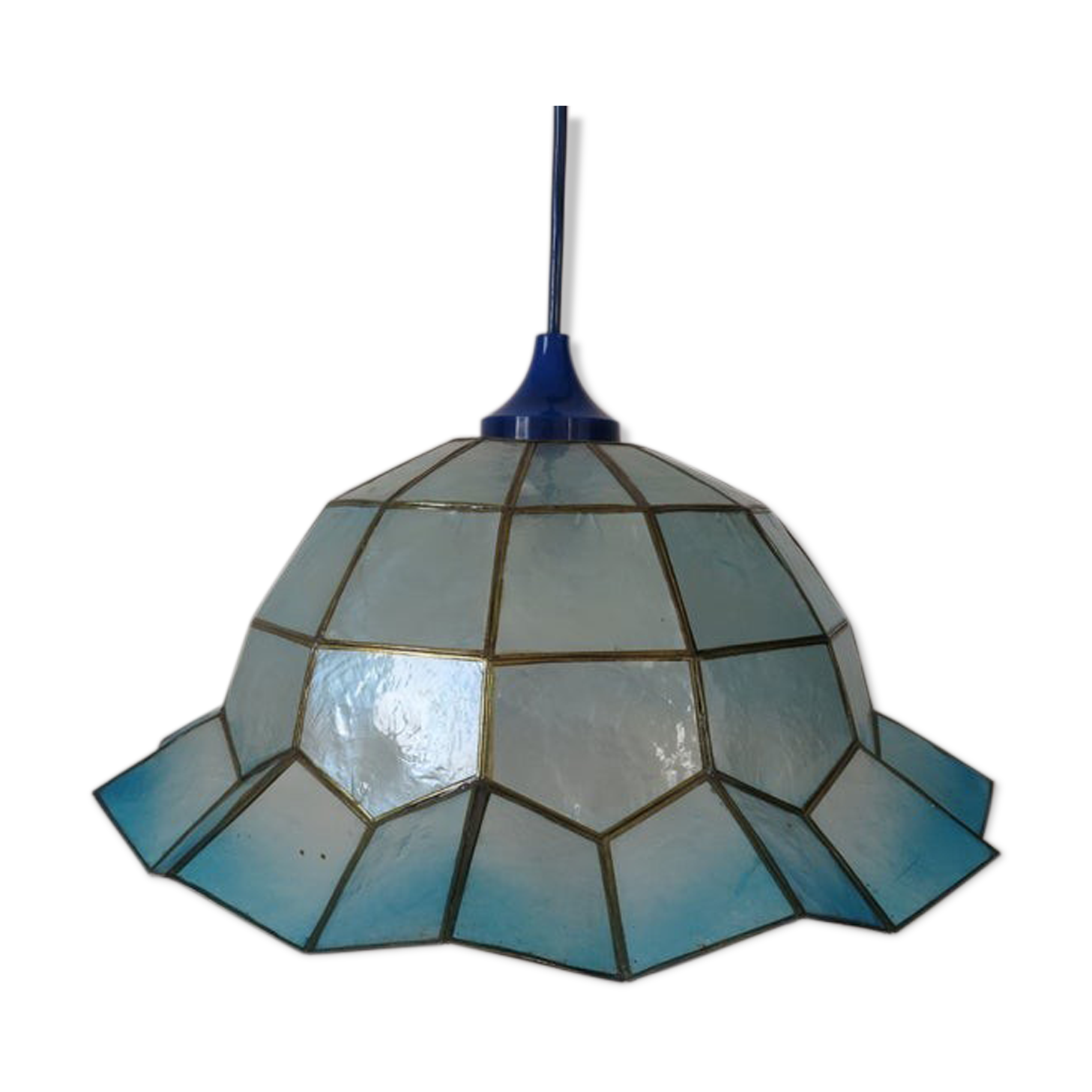 Suspension in blue mother-of-pearl and brass 70s