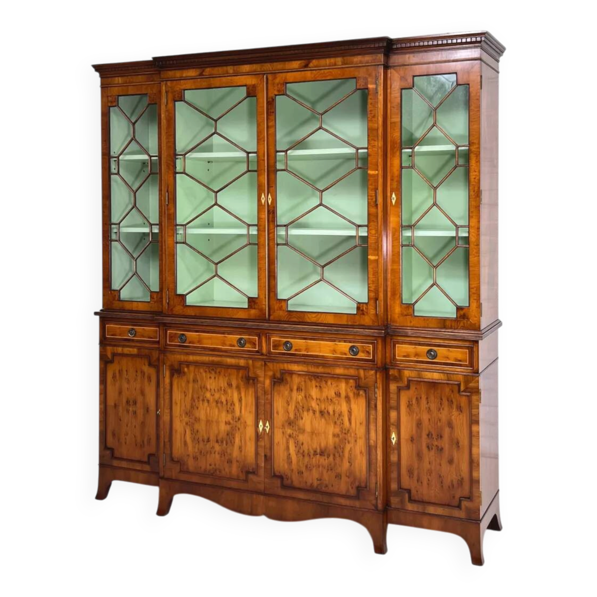 Bibliothèque vitrine ancienne en bois et verre