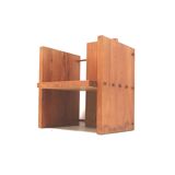 3x Very rare Modernist Brutalist armchair designed by architect Fritz Zeige