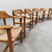 Vintage pine papercord dining chairs Rainer Daumiller