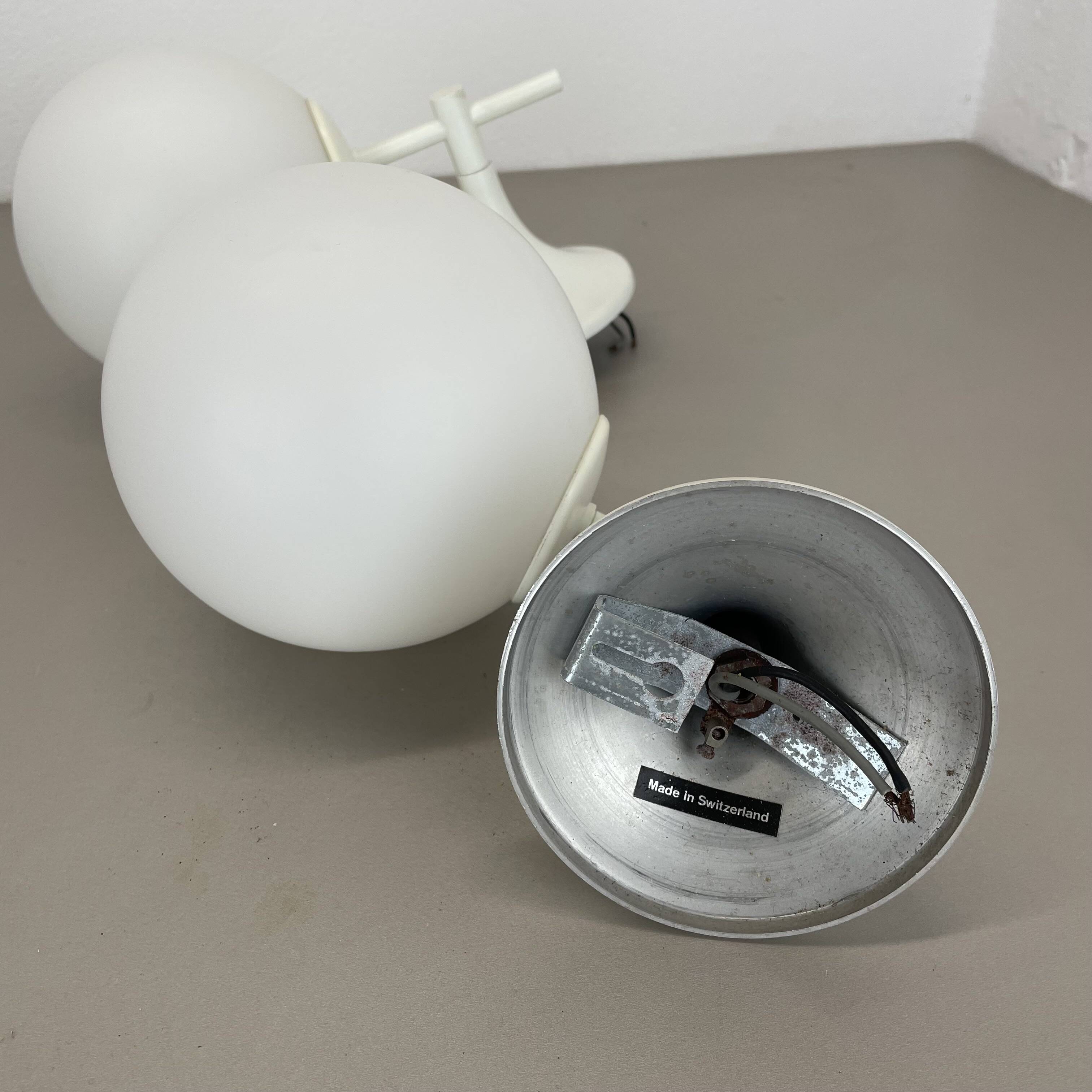 Set of Two white Ball Wall Lights by E. R. NEELE for Temde, Switzerland, 19