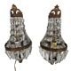 2 wall lamps - gold plated - crystal - 60's