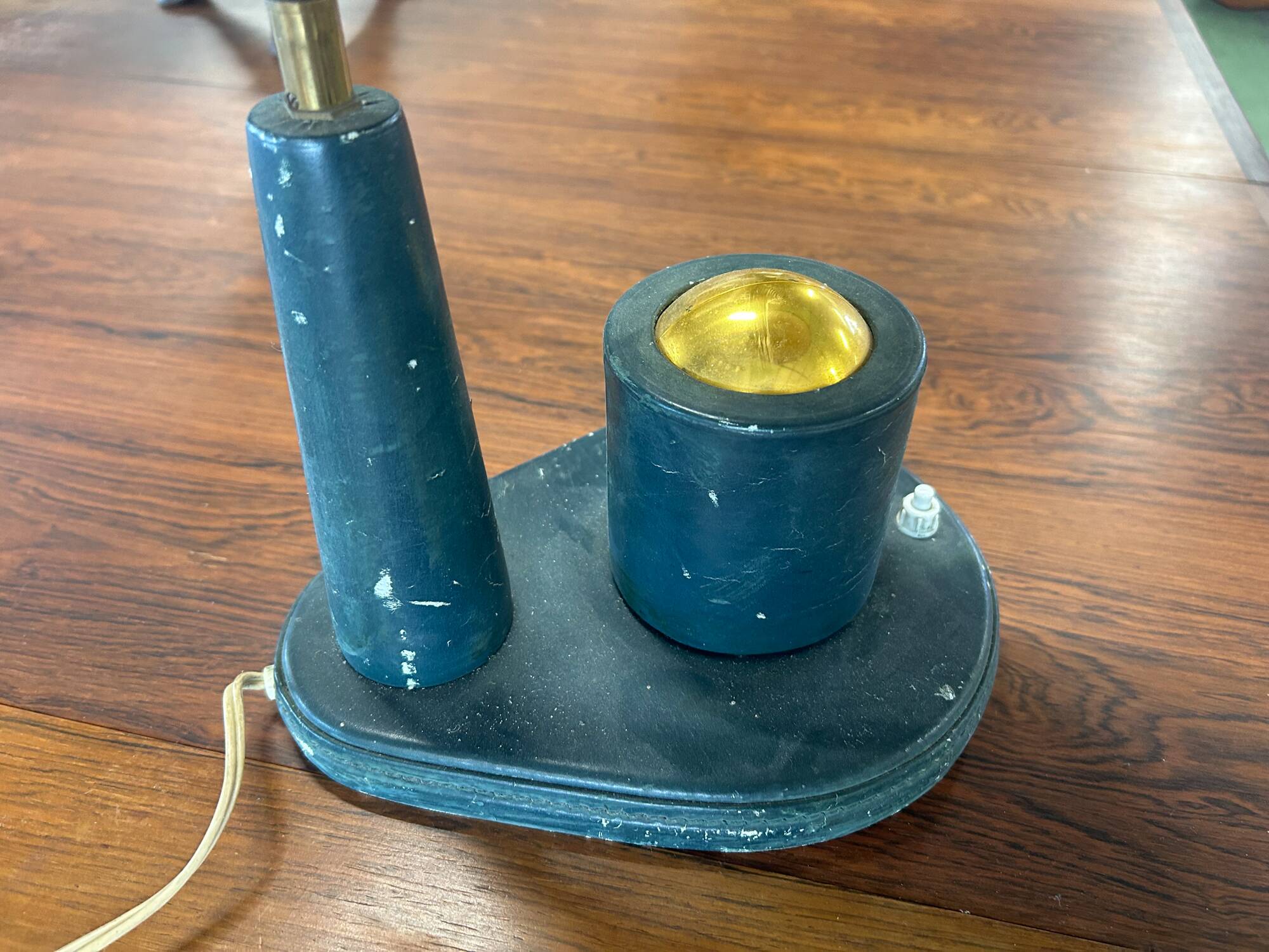 Leather table lamp Jacques Adnet