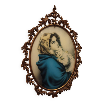 Virgin and Child brass frame