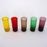 Set of coloured glasses, Italian design, 1960s, made in Italy