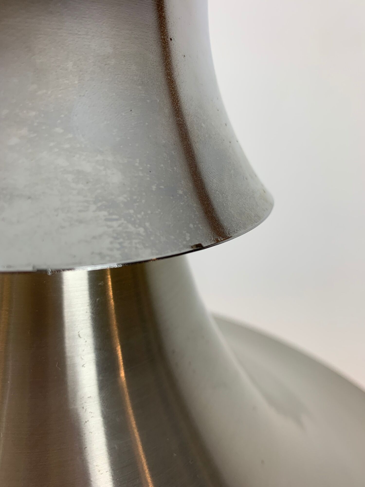 Scandinavian space age pendant lamp by Bent Nordsted for Lyskaer brushed steel 70s
