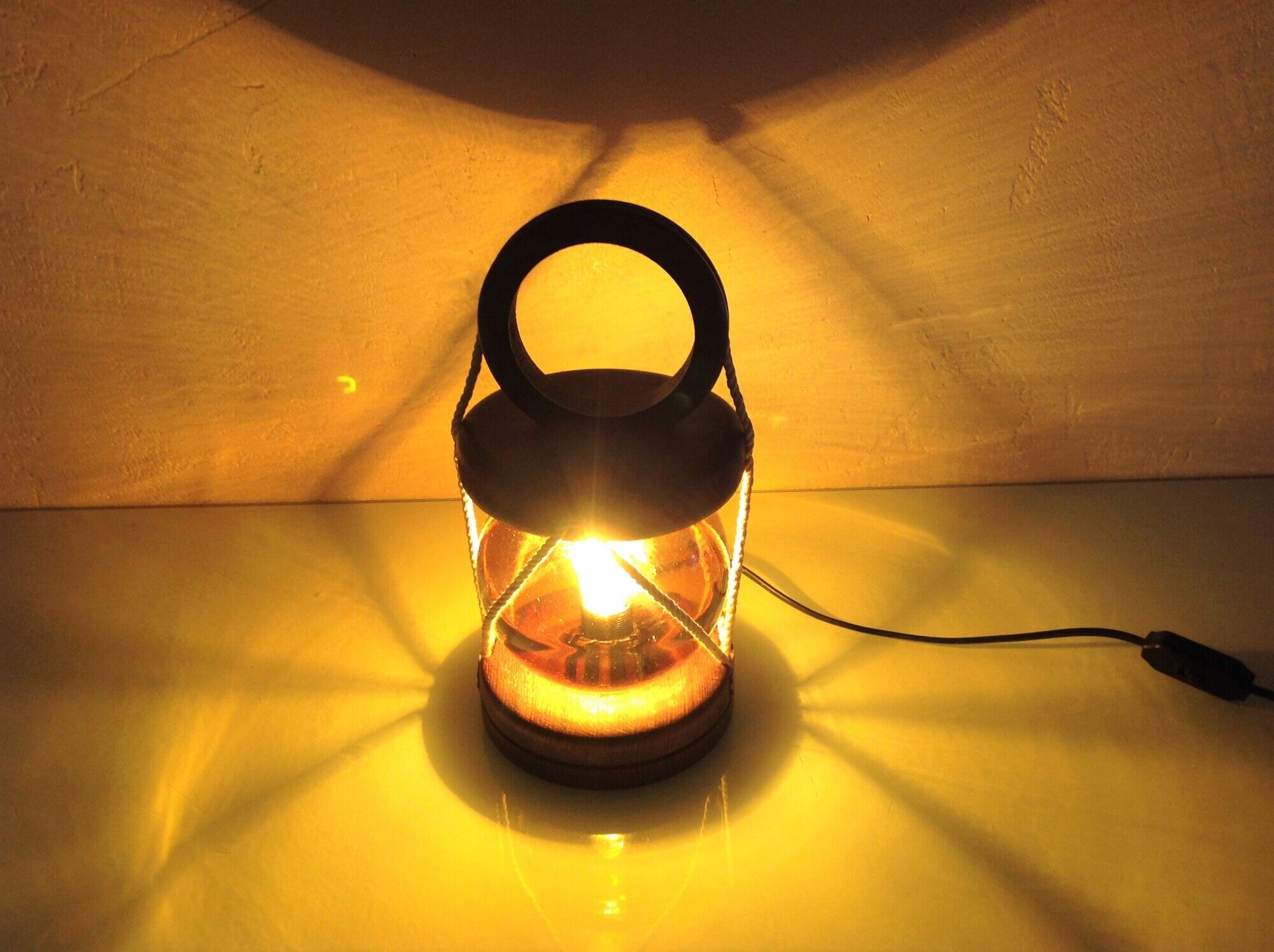 Marine lamp with amber glass globe 60/70s