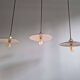Trio of large industrial suspensions in green enamelled sheet metal.