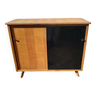 Vintage melamine wood sideboard, year 50, compass feet