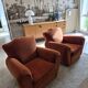Set of 2 moustache club armchairs in velvet