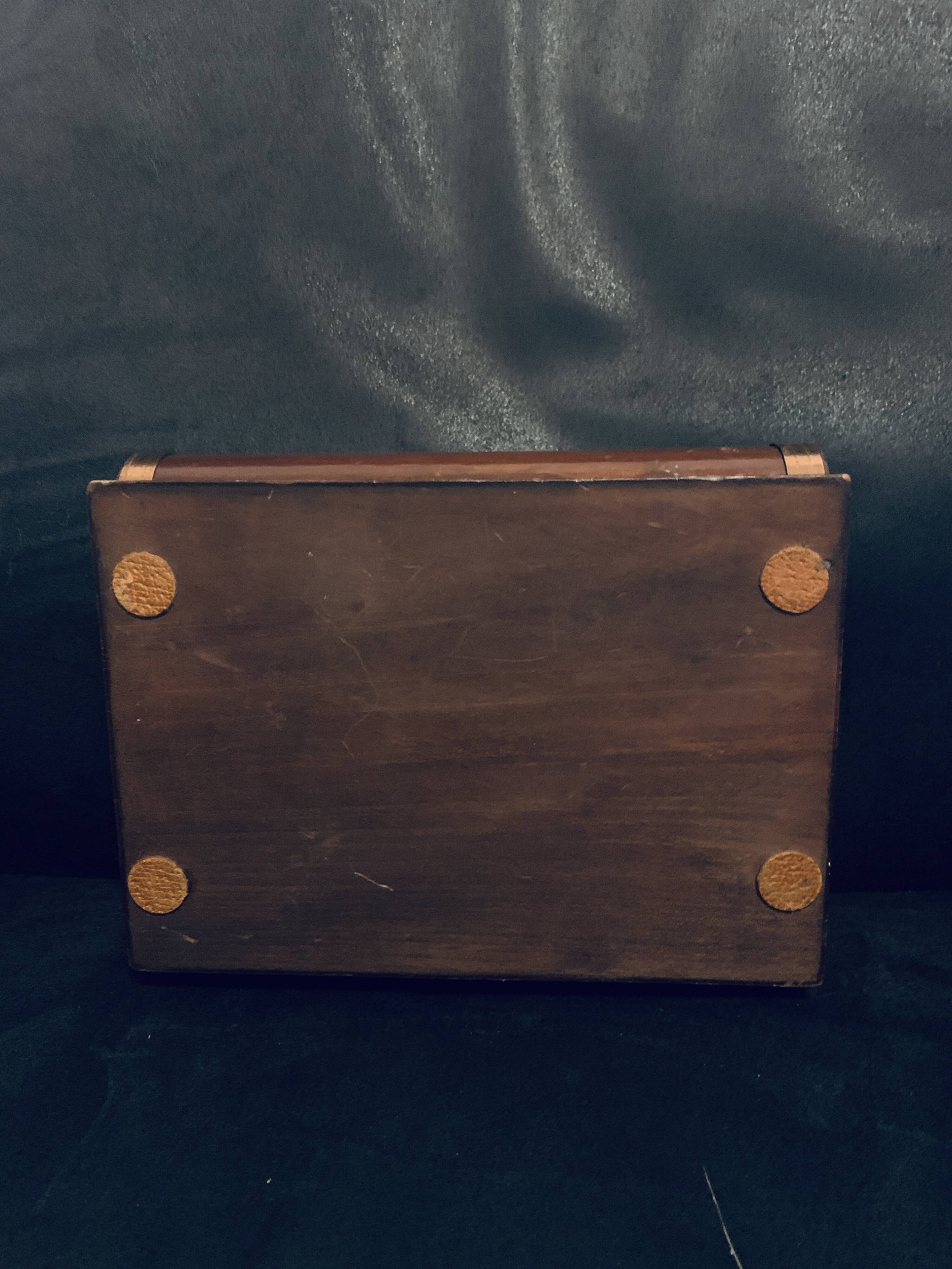 Cigar box 1960 17cm wooden sliding shutter jewelry cigarettes old vintage