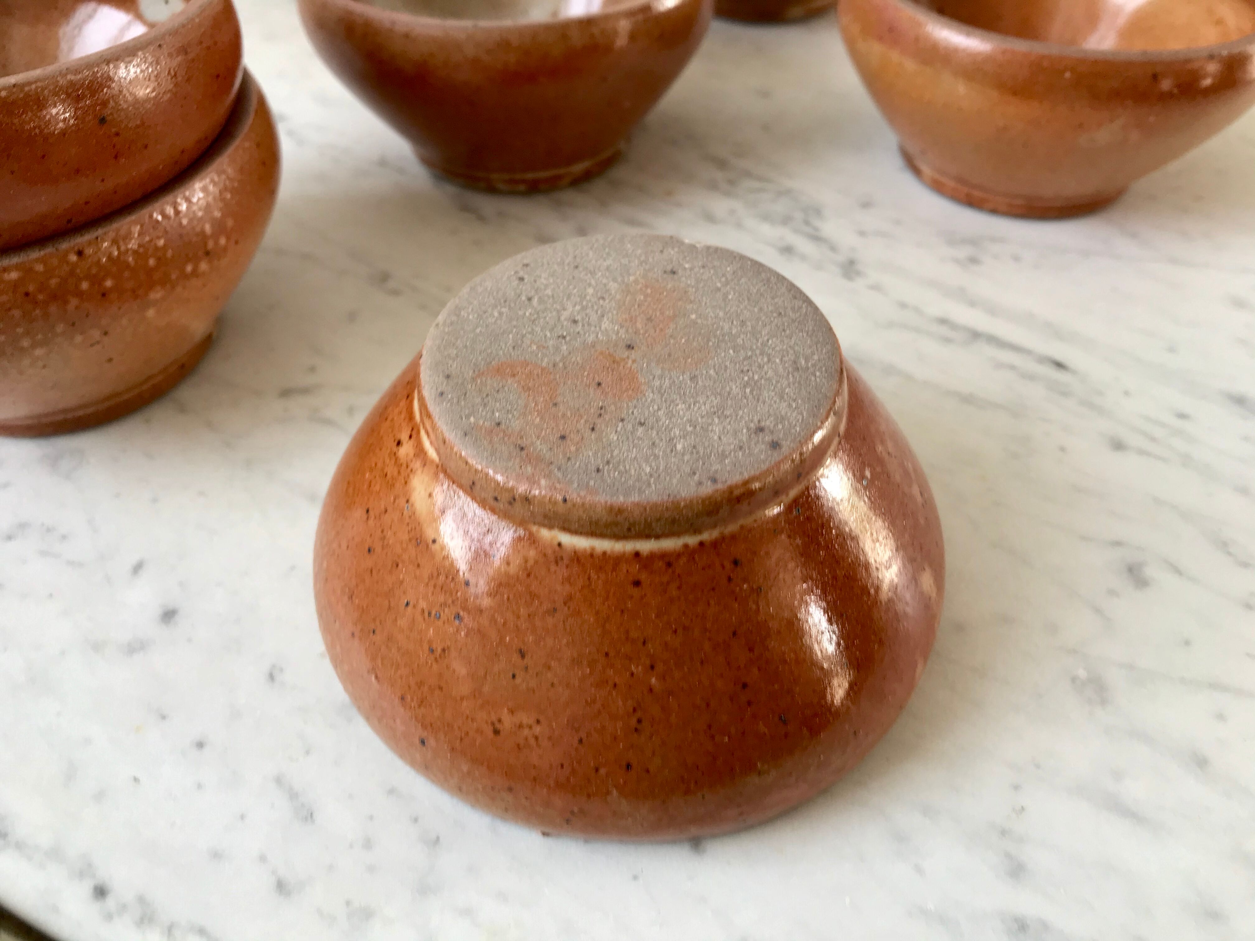 Set of 7 bowls in stoneware handmade 70s vintage