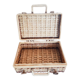 Rattan suitcase, wicker, vintage French, vanity