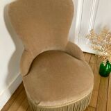 Beige velvet armchair