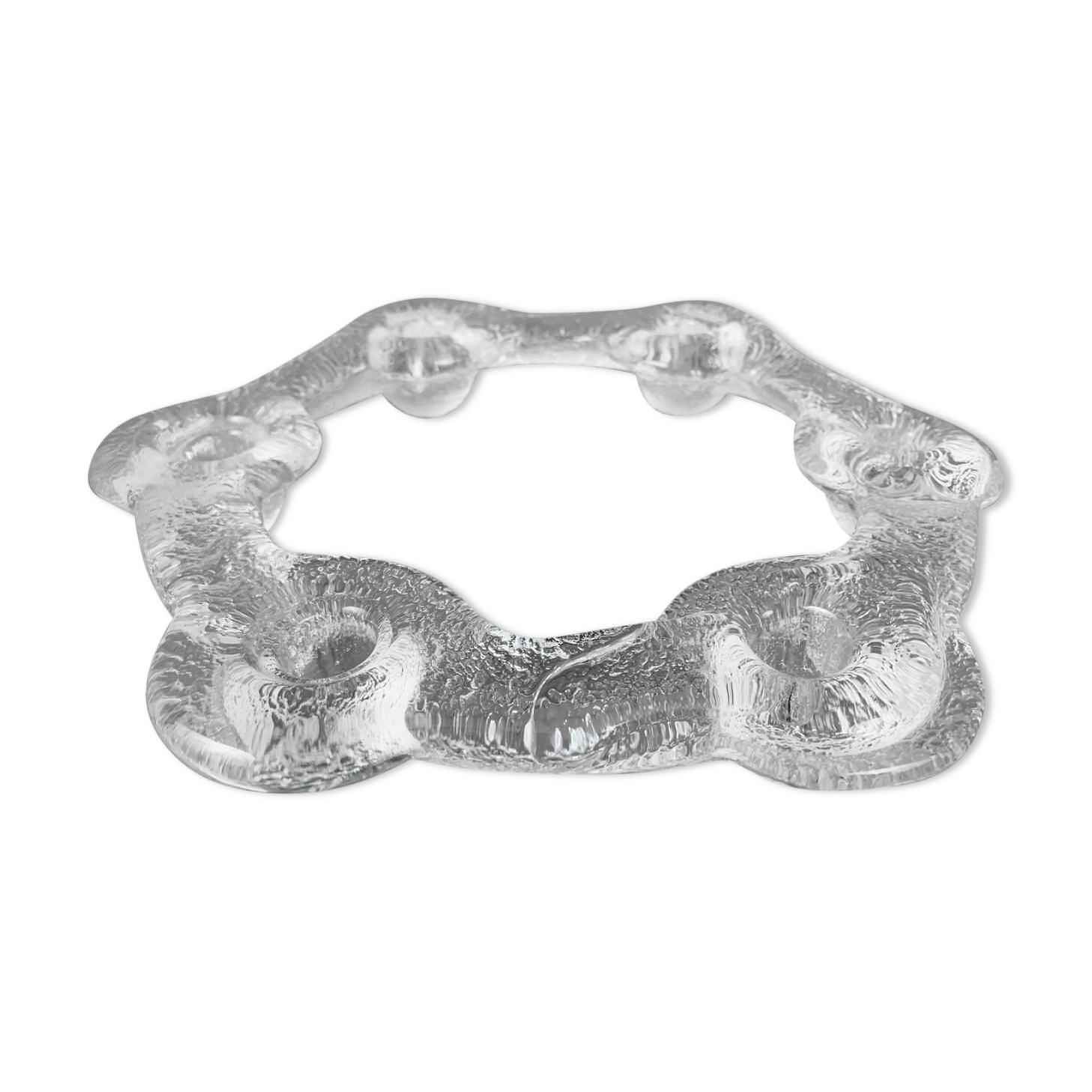 1970s Swedish Pukeberg Glass Candle Holder