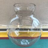 Vase boule verre dessin fleurs ciselées art déco vintage
