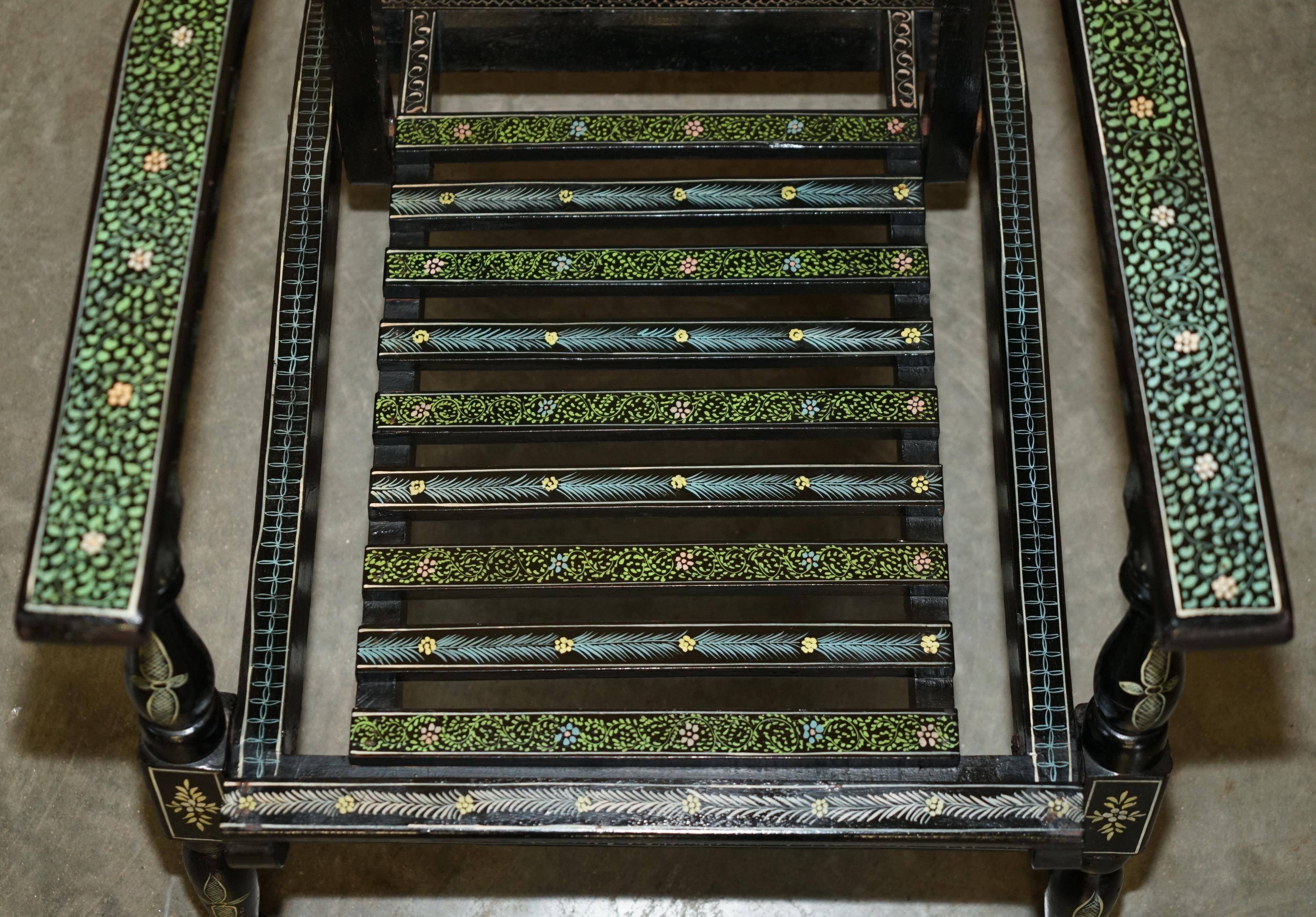Vintage Anglo-Indian folding chair hand-painted.