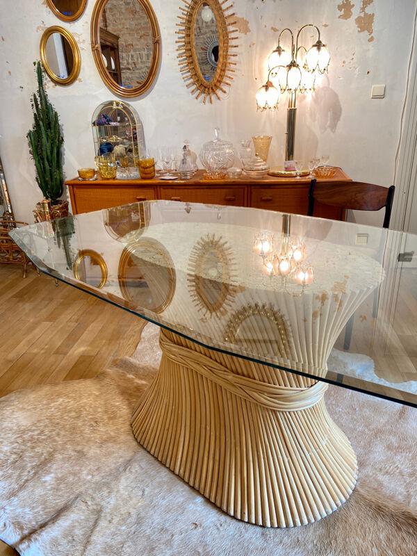 Table à manger rotin McGuire 1970